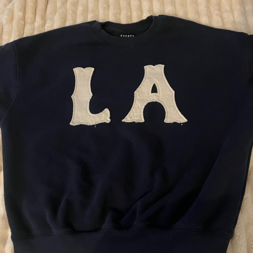 PacSun Dark Blue Crewneck Sweater with LA Design